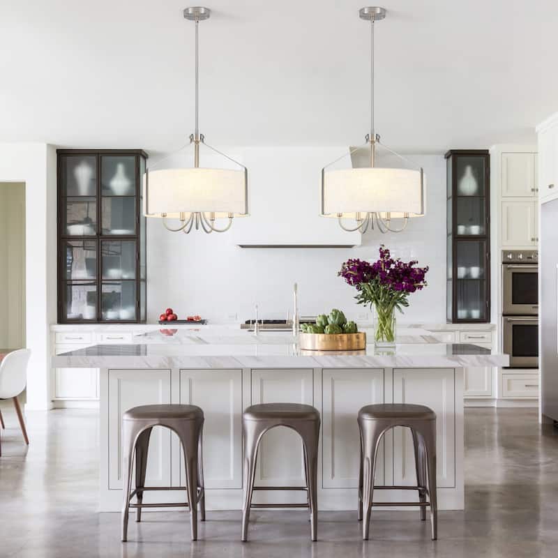 18.35inch 5-Light Modern Adjustable Height Chandelier Metal Frame with Shade for Multiple Spaces
