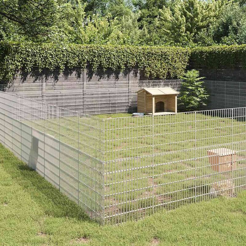 vidaXL Free Range Animal Enclosure Rabbit Hutch Free Range Pen Galvanized Iron - 21.3" x 39.4" 48-panel