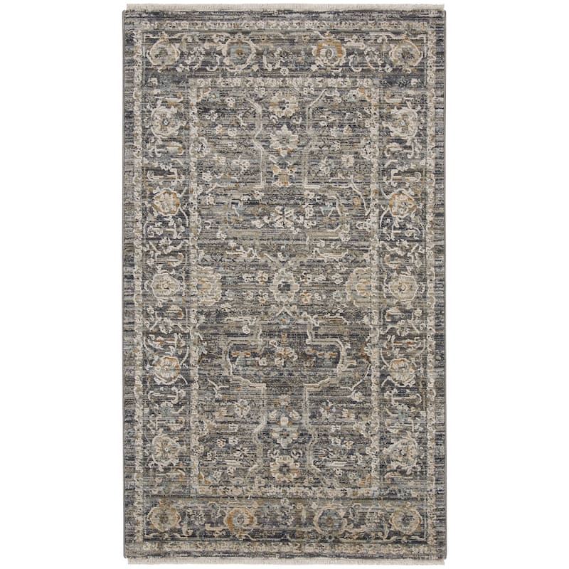 Nourison Nyle Indoor only Grey Persian Area Rug - 2' 6" x 4' 6" - Grey/Blue/Slate - Rectangle