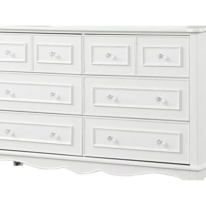 Calpan Wide Dresser, 6 Drawers, Modern White Solid Wood Frame