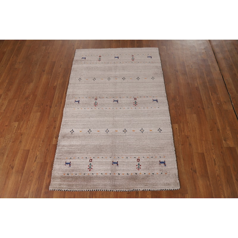 Little Animals Design Gabbeh Oriental Rug Hand-Knotted Wool Carpet - 3'0" x 4'11"