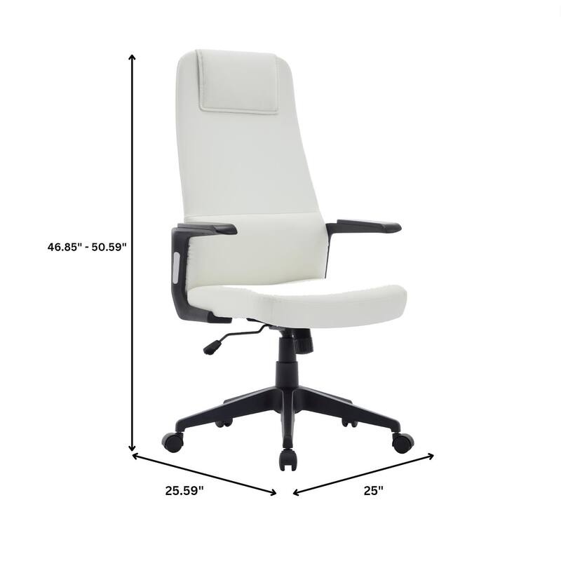 Nexa Ergonomic Leather/Polyester High-Back Office Chair with Padded Headrest, Adjustable Height, Swivel, and Smooth Casters