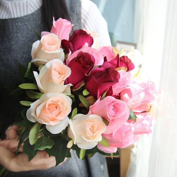 Shop Artificial Fake Rose Flower Bridal Bouquet Wedding Party Long Roses Home Decor Overstock 31618112