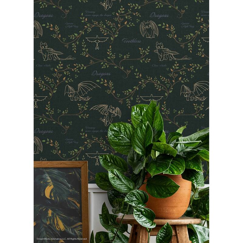 How to Train Your Dragon Toothless Radical Nature Green Peel and Stick Wallpaper