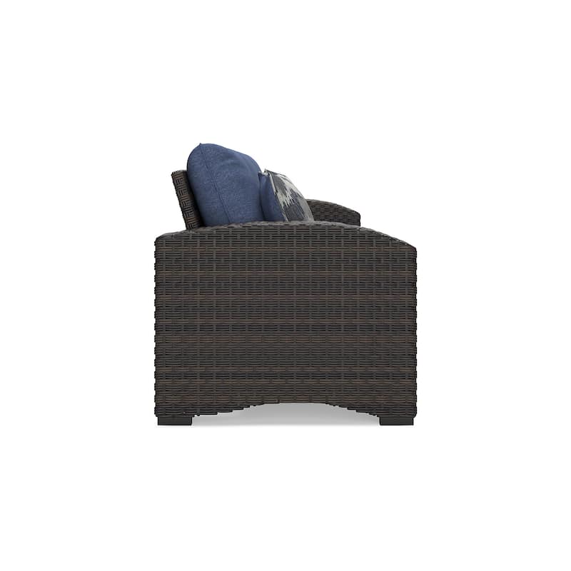 Signature Design by Ashley Windglow Blue/Brown Outdoor Sofa with Cushion - 80.38" W x 31" D x 36" H