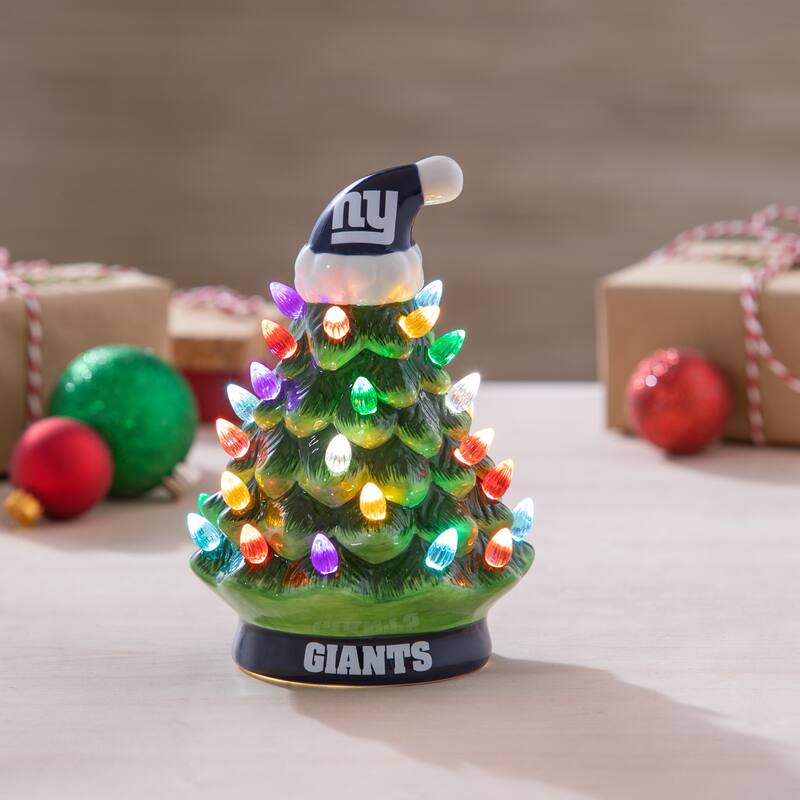 8" LED Ceramic Tabletop Christmas Tree, New York Giants