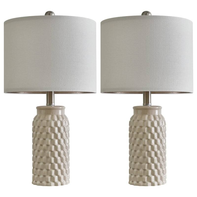 Modern Ceramic Bedside Lamp Set of 2 for Bedroom Decor Farmhouse