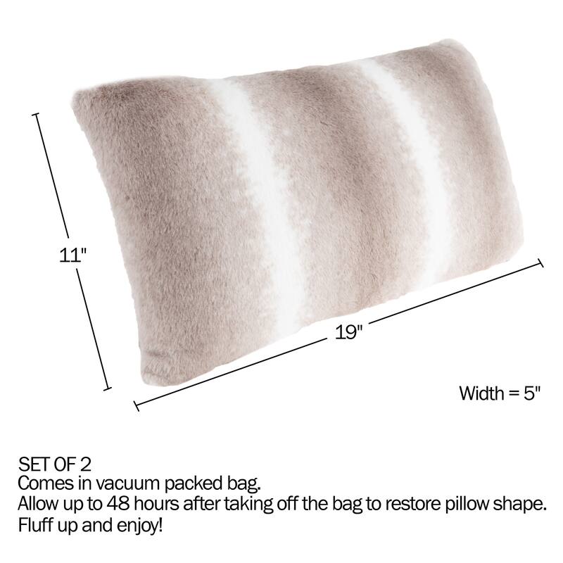 Hastings Home 2 Pack Faux Fur Pillows, Gray/White