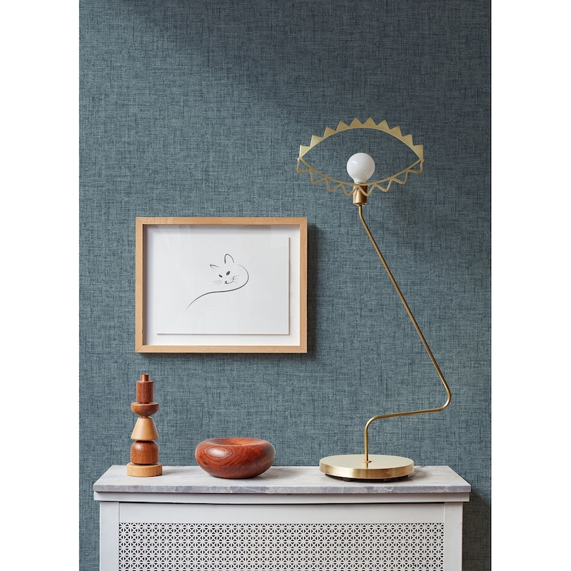 A-Street Prints Bentley Navy Faux Linen Wallpaper