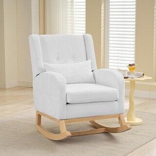 Chenille Padded Rocking Chair with Solid Wood Legs - Bed Bath & Beyond ...