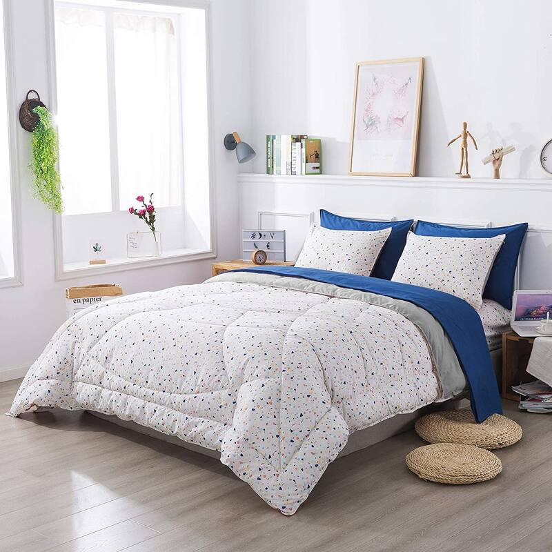 KASENTEX 5 or 7 Piece Bed in A Bag Microfiber Down Alternative Comforter Bedding Set with Sheets and Pillow Cases All Season