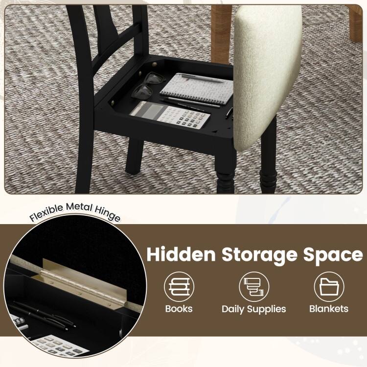 Set of 2 Kitchen Dining Chair with Linen Fabric and Storage Space - 18" x 20.5" x 36" (L x W x H)