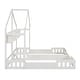 preview thumbnail 11 of 10, Wood Twin Size House Platform Beds with Guardrails and Storage Shelves, Creamy White Finish for Safety and Style