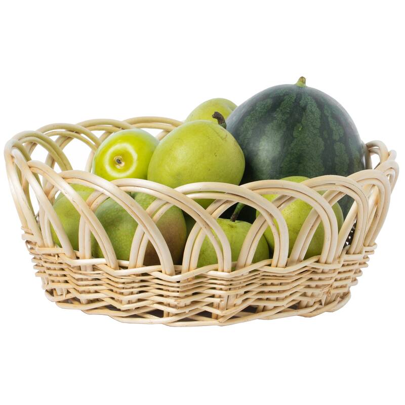 Decorative Round Fruit Bowl Bread Basket Serving Tray - Large