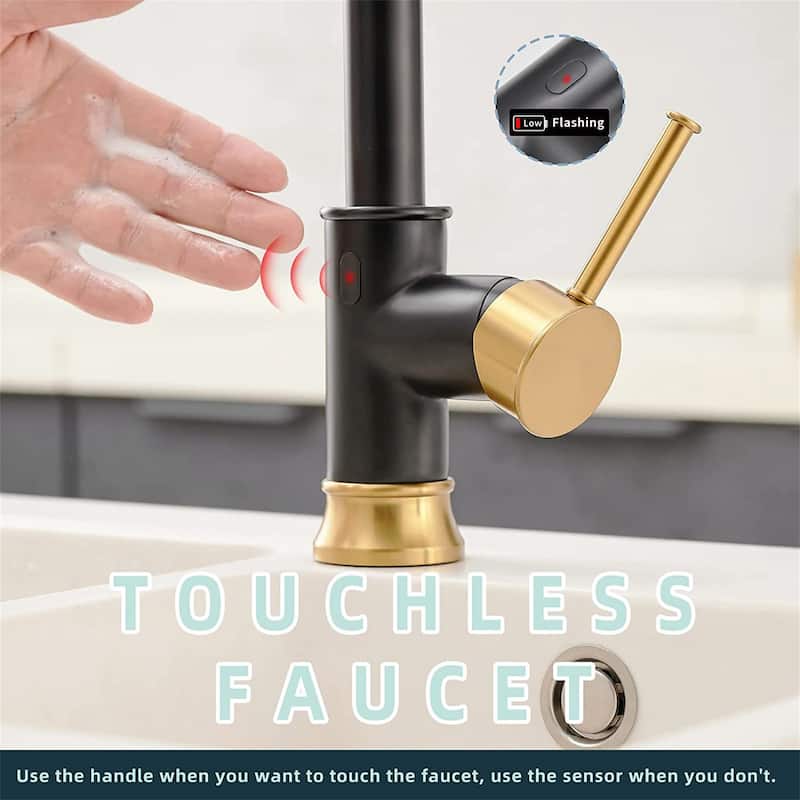 Touchless Kitchen Faucet With Pull Down Sprayer Commercial Single Handle Kitchen Sink Faucet 1 Hole Laundry Smart Hand-Free Taps