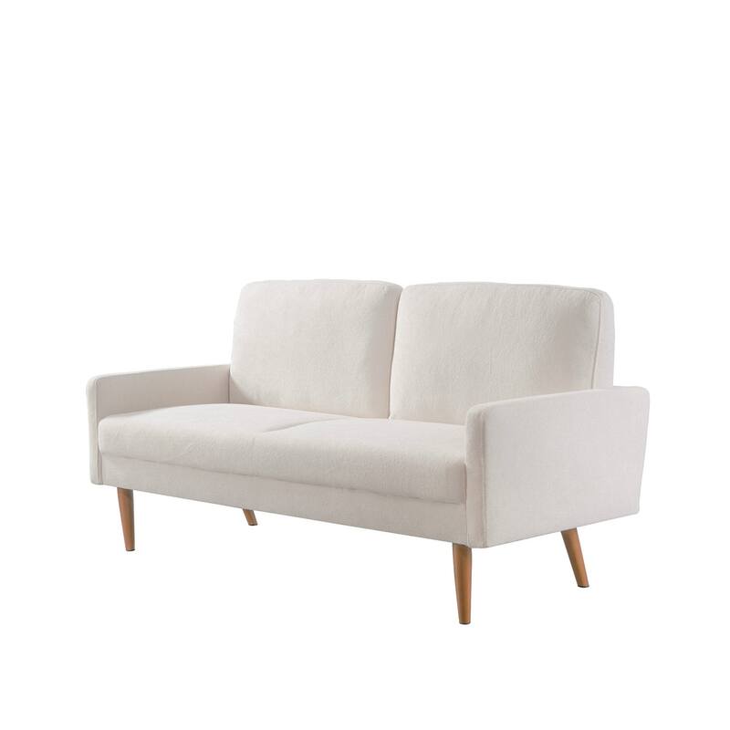 Ivory Velvet 3 Seater Sofa, European Style with Sleek Design for Home or Office
