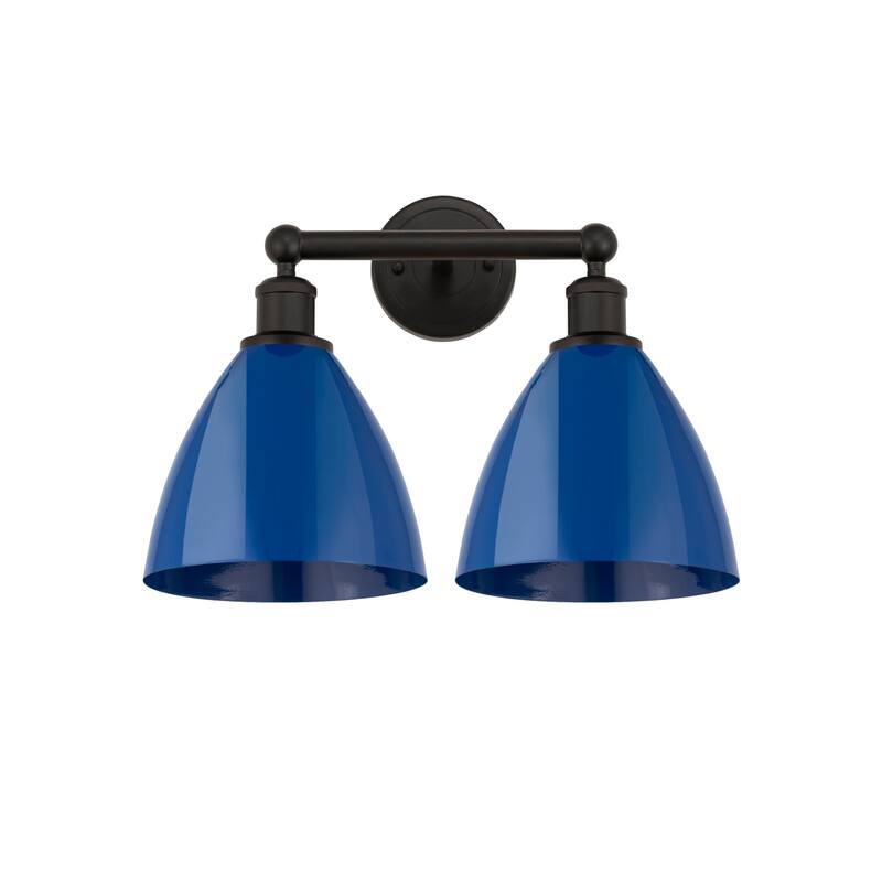 Innovations Lighting 616-2W-12-17 Plymouth Vanity Plymouth Dome 2 - Oil Rubbed Bronze / Blue