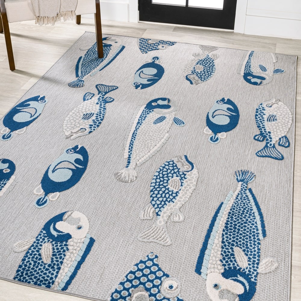 JONATHAN Y Aranciata Modern Fish High-Low Indoor/Outdoor Area Rug