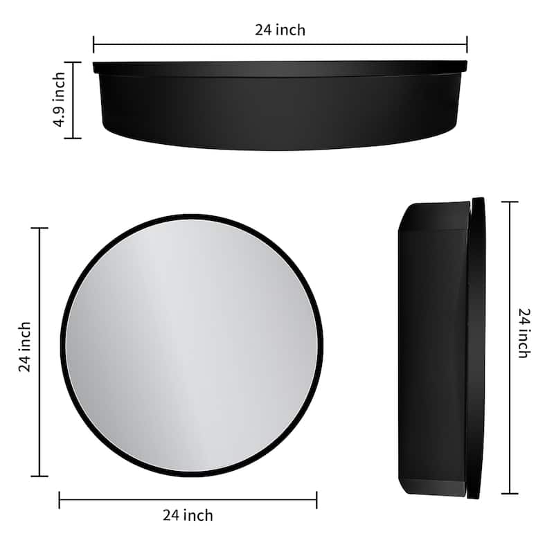 24 in. W x 24 in. H Round Black Framed Surface Mount Bathroom Medicine Cabinet with Mirror