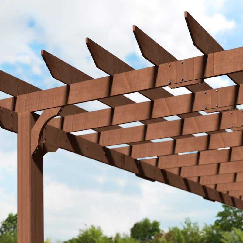 VEIKOUS Outdoor Cedar Wood Pergola Gazebo Kit with Flat Roof Trellis for Patio, Deck, Garden and Backyard