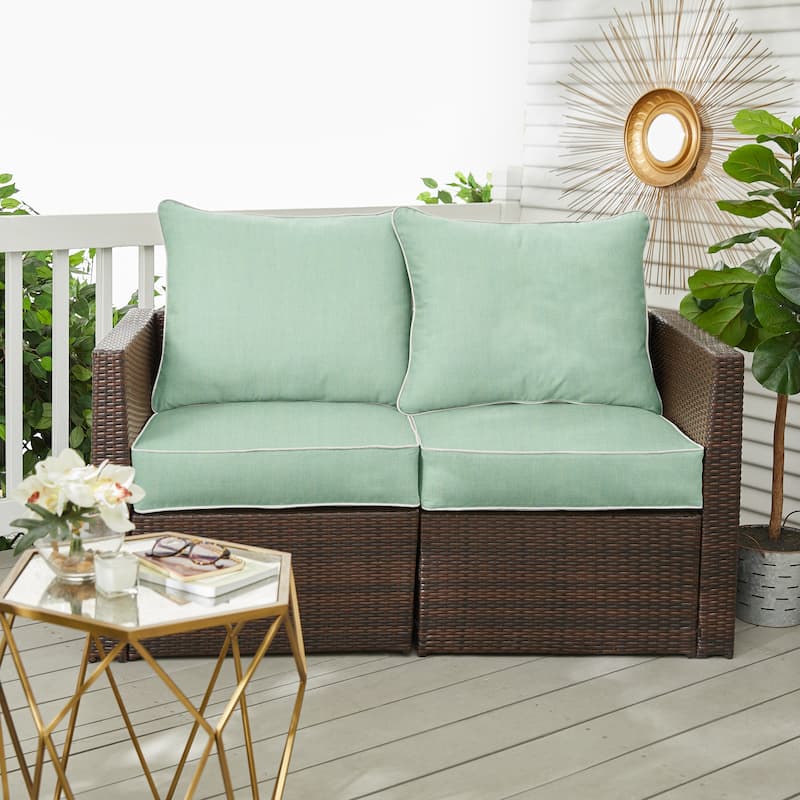 Sorra Home Sunbrella Outdoor Loveseat Pillow and Cushion Set