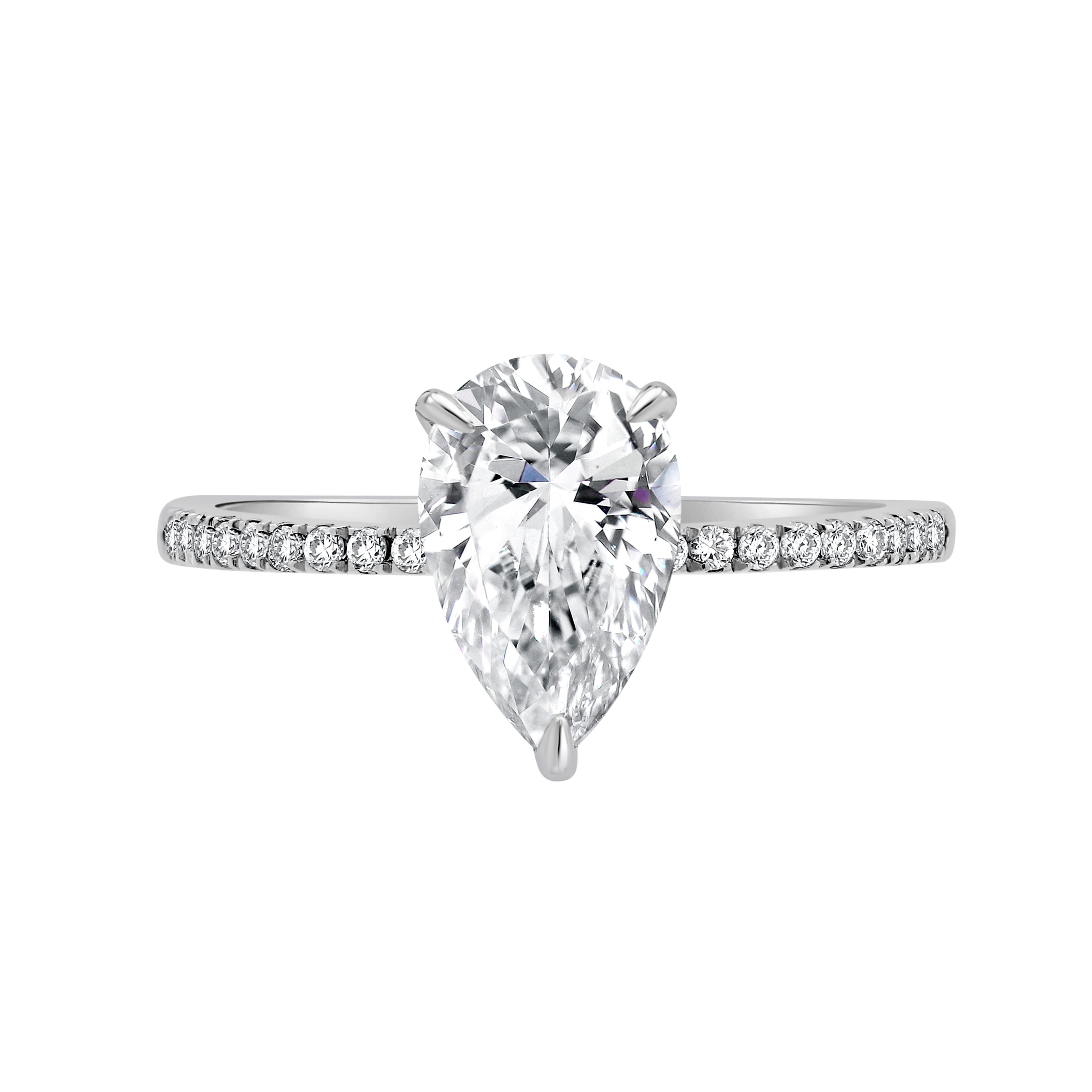 Auriya Pear Cut Lab Grown Diamond Engagement Ring in Sterling Silver (1 ...