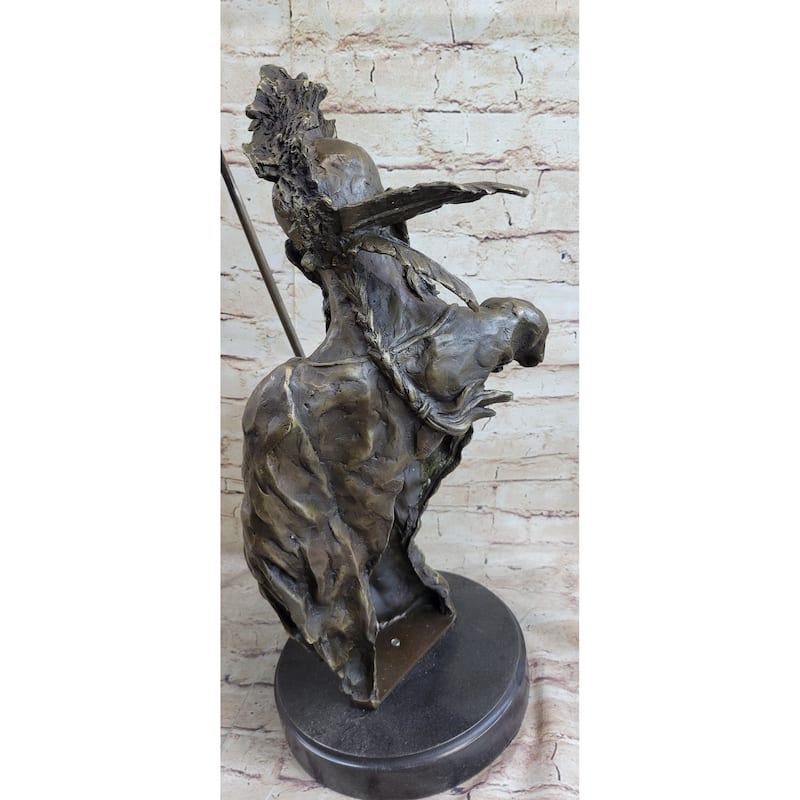 Handmade Native American Indian Warrior Bronze Sculpture Statue Figurine Art