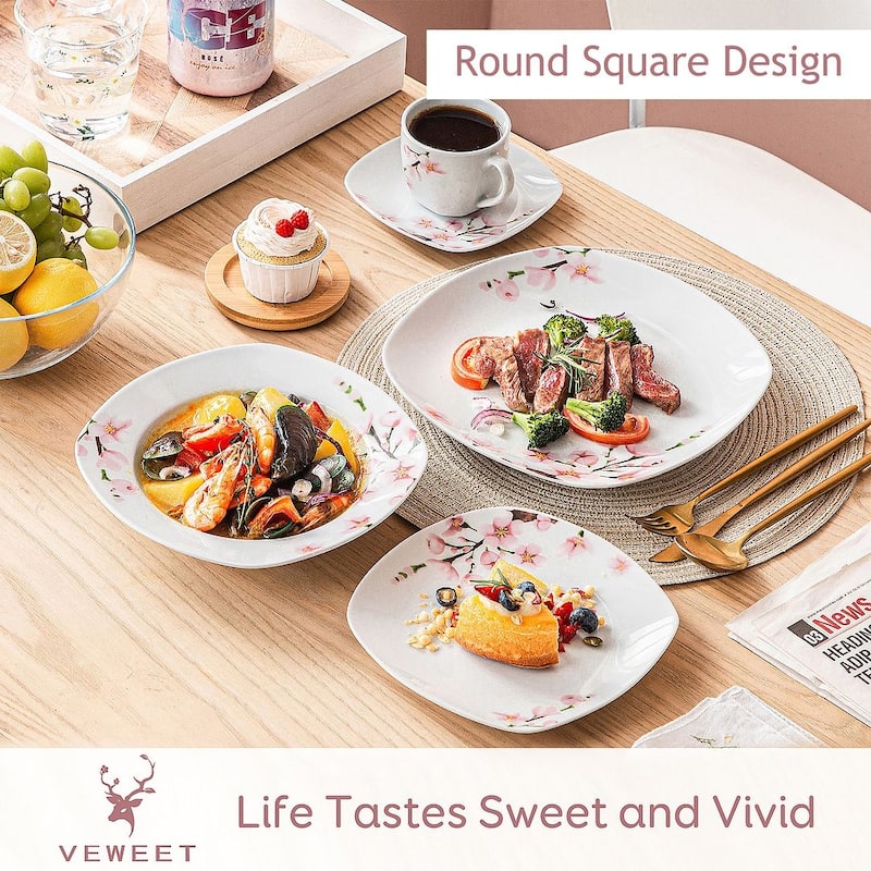 VEWEET Annie Flower Dinnerware Set (Service for 6)