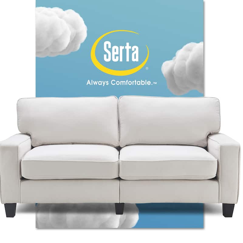Serta Palisades Upholstered 73" Sofas for Living Room Modern Design Couch, Straight Arms, Soft Upholstery, Tool-Free Assembly - Cream