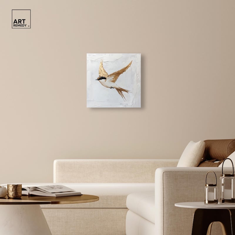 Simple Golden Swallow Canvas by Art Remedy, Gallery Wrapped