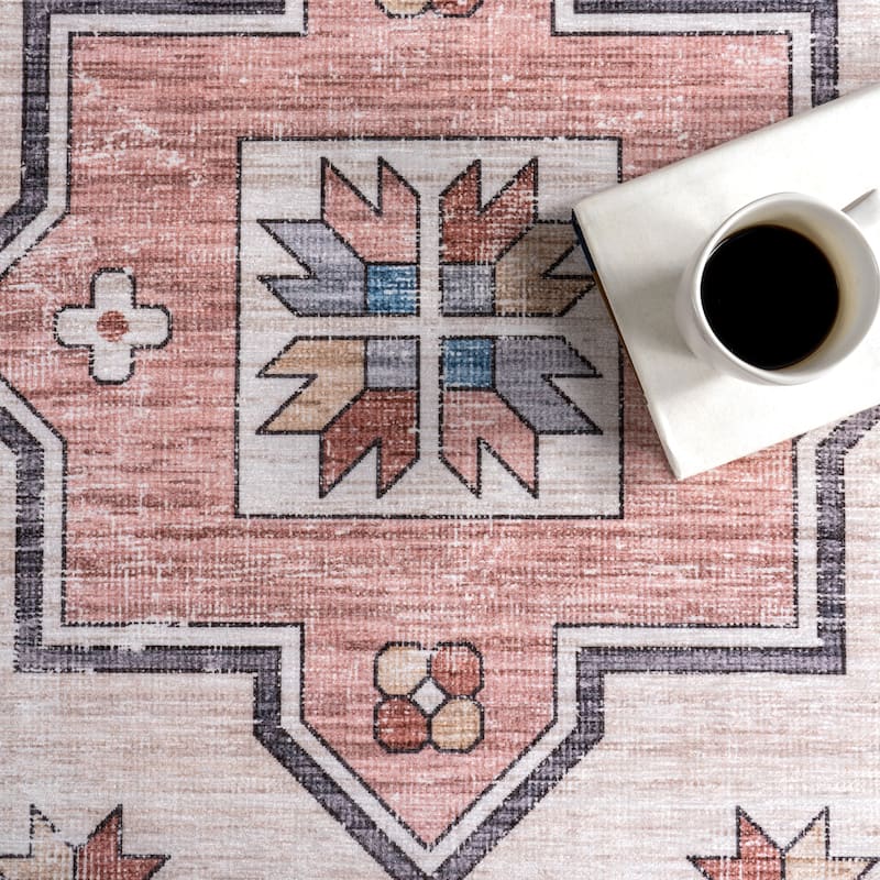 Nuloom Pavani SplashGuard Vintage Bordered Machine Washable Area Rug