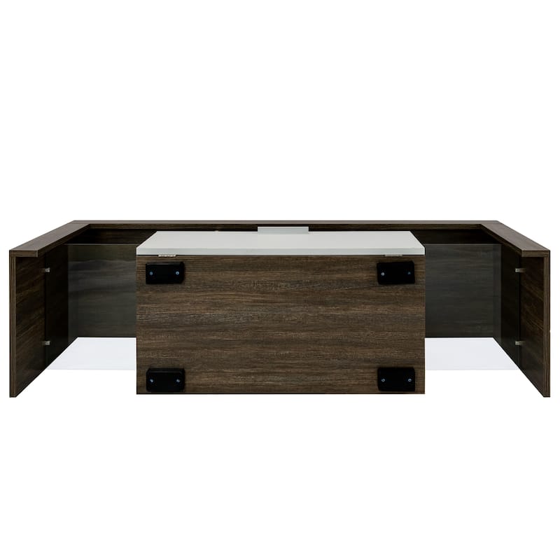 Brown TV Stand with LED Changing Lights, Glass Shelf, Modern Entertainment Center for 50-59 Inch TV, Sturdy Media Console