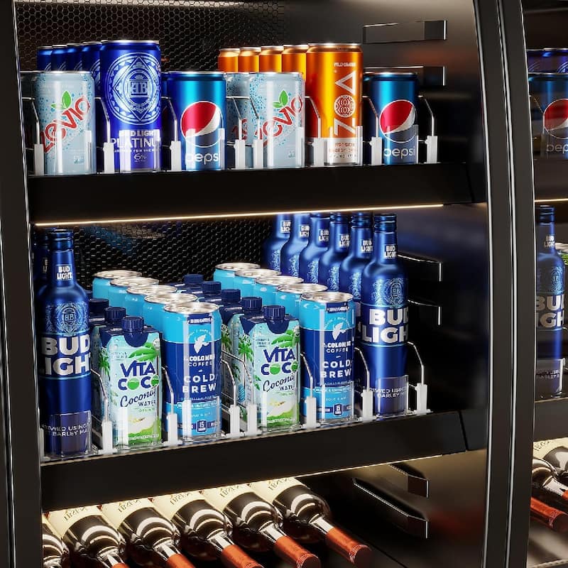 OnDisplay Drink Can Organizer for Fridge - White Automatic 15 Can Pusher Glide Dispenser