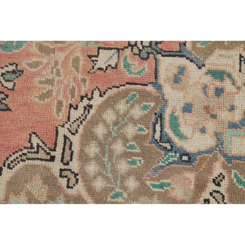 Pink Floral Tabriz Persian Area Rug Hand-Knotted Wool Carpet - 6'5"x 9'11"