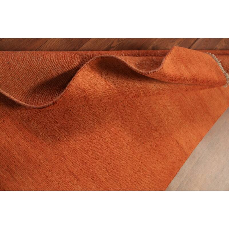Orange Modern Gabbeh Oriental Foyer Rug Hand-Knotted Wool Carpet - 2'11" x 4'10"