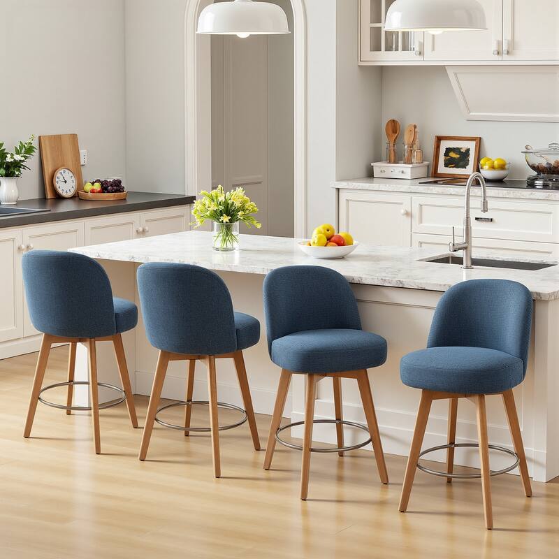 26" Upholstered Swivel Counter Stool With Solid Wood Frame - 37.8"H x 19.7"W x 23.2"D