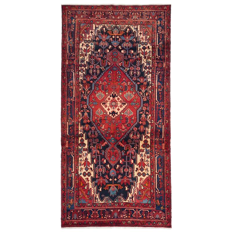ECARPETGALLERY Hand-knotted Anatolian Vintage Dark Navy, Red Wool Rug - 4'10 x 9'11