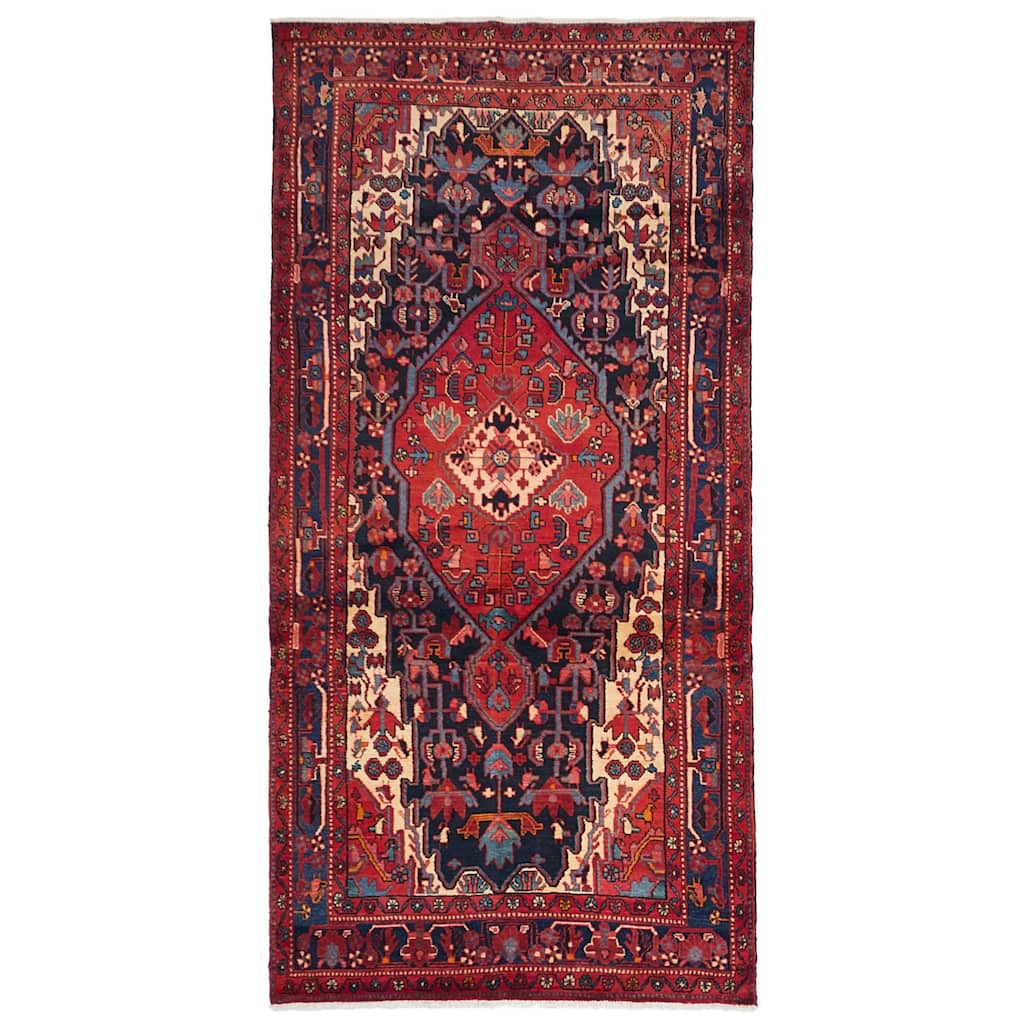 ECARPETGALLERY Hand-knotted Anatolian Vintage Dark Navy, Red Wool Rug - 4'10 x 9'11