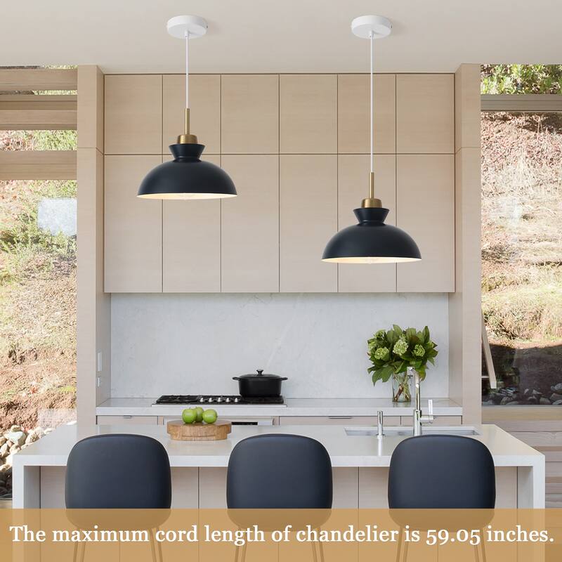 1-Light Hanging Ceiling Pendant Light Chandelier Light Fixture with Metal Shade for Kitchen Island