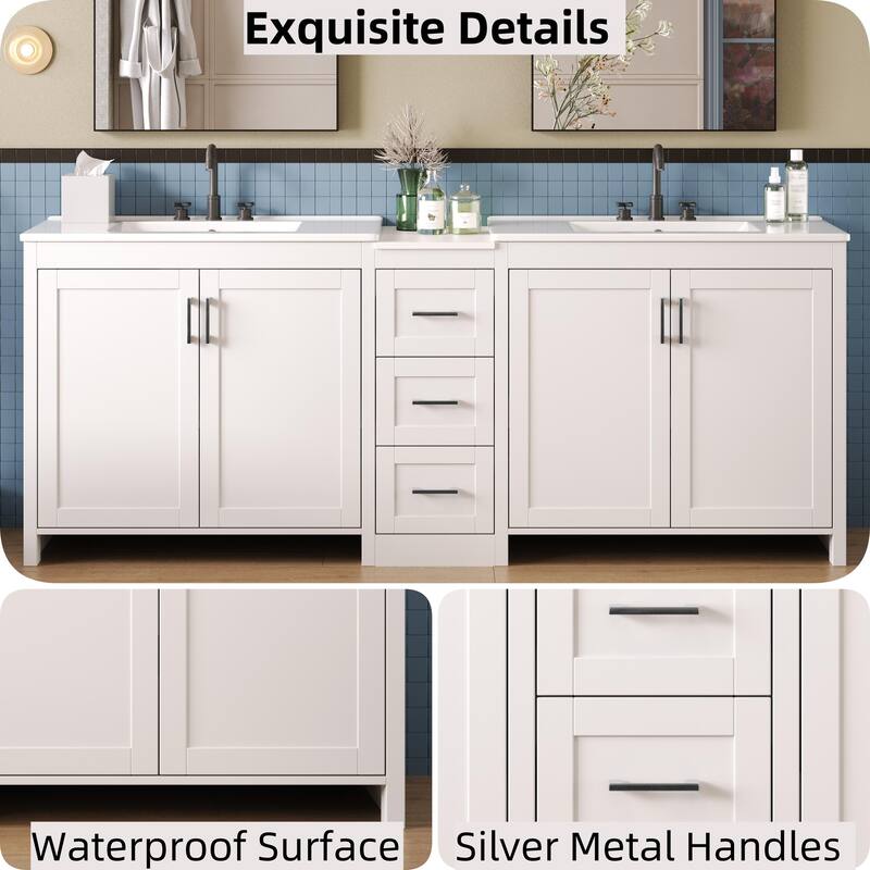 Christopher Knight Home - Vesper Ceramic Dual Sink 84" Vanity