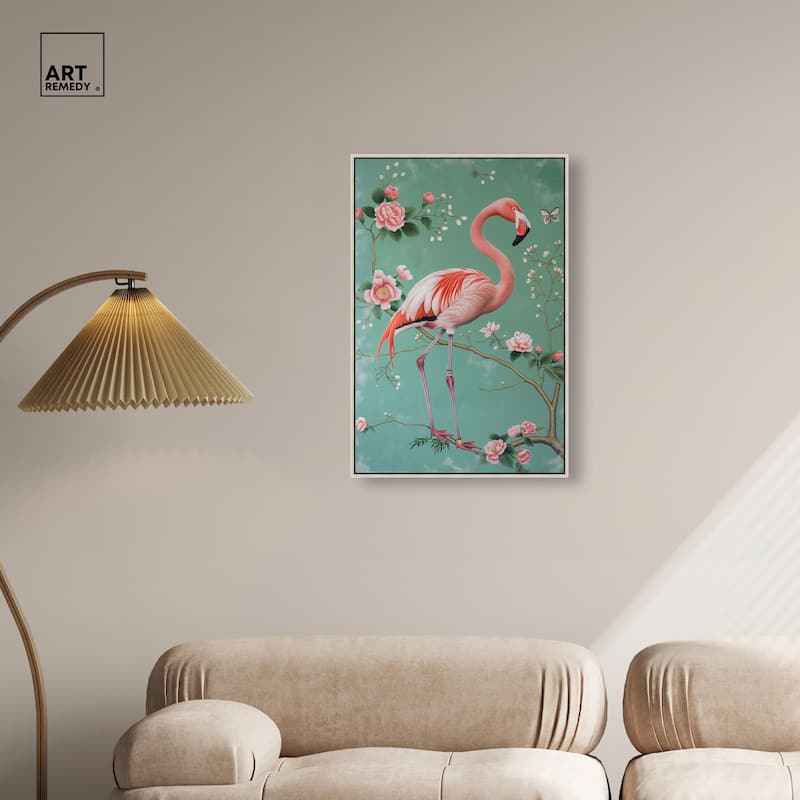 Flamingo's Fable Canvas by Art Remedy