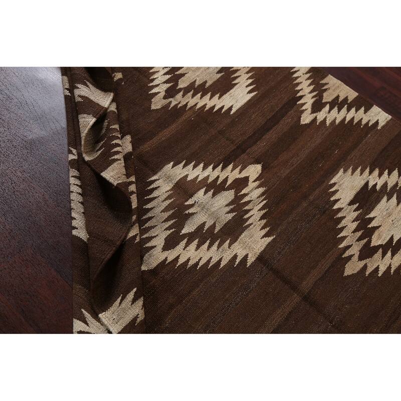 Natural Dye Tribal Geometric Kilim Oriental Area Rug Wool Flat-weave - 4'8" x 6'8"