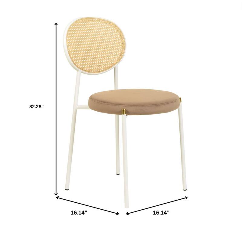 LeisureMod Euston Set of 4 Velvet Modern Dining Chair - Wicker Back Accent Chair for Home Living Room & Kitchen
