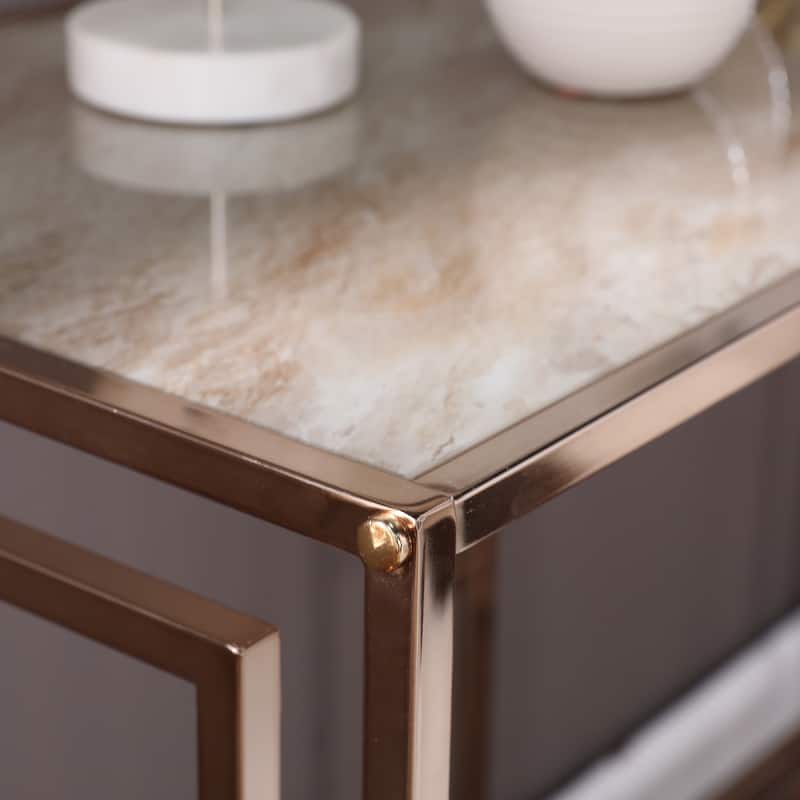 SEI Furniture Simons Faux Marble Geometric Console Table