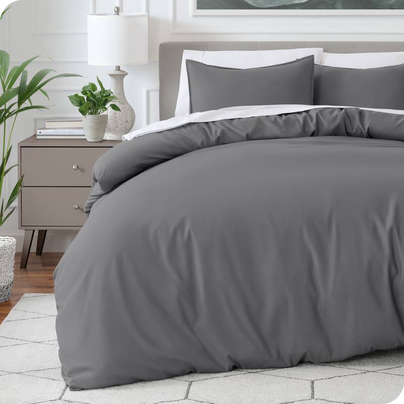 Bare Home Soft Hypoallergenic Microfiber Duvet Cover and Sham Set - Grey - Twin XL