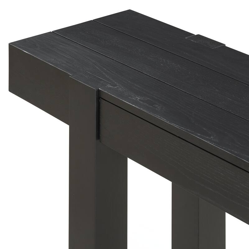 Rustic Minimalist Console Table with Hidden Drawer, Side Power Outlet,Wood Entryway Table for Entryways, Living Rooms