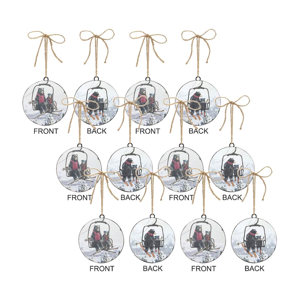 Bears on Ski Lift Ornament (Set of 12)