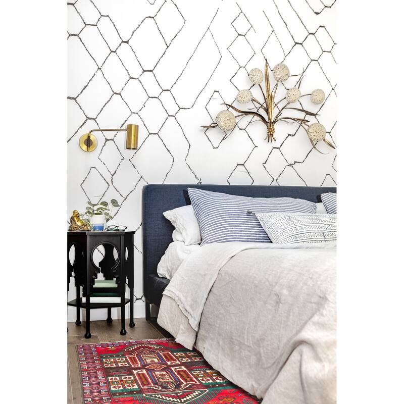 ECARPETGALLERY Hand-knotted Teimani Red Wool Rug - 2'8 x 4'6