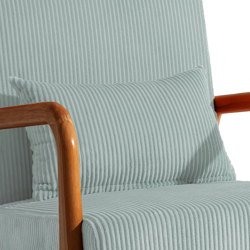 25" W Mid Century Upholstered Wood Accent Chair with Pillow