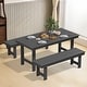 preview thumbnail 36 of 58, 3-Piece HDPE Outdoor Dining Set with Umbrella Hole Table and Two 2-Person Benches